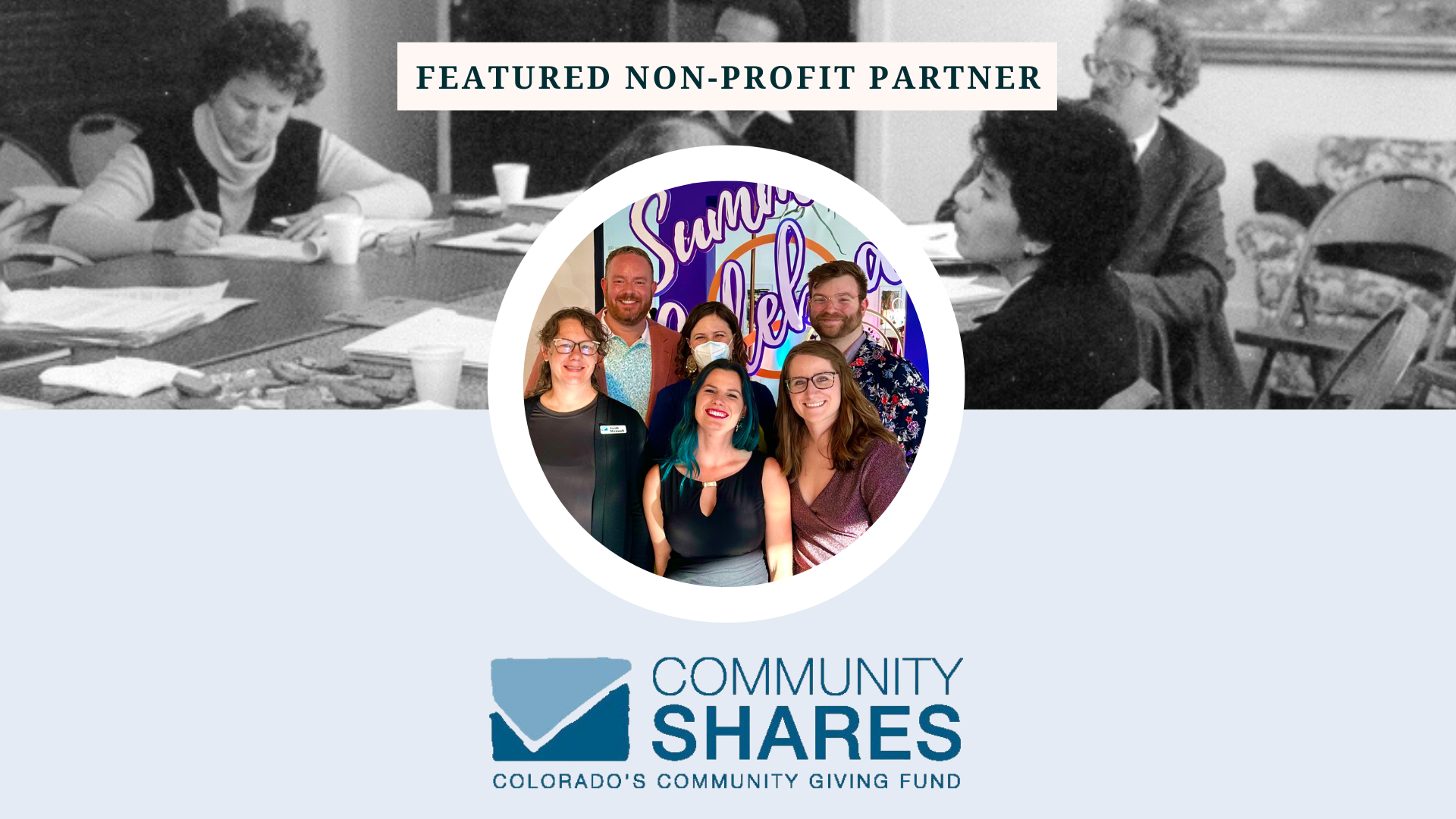collage of community shares photos of their staff and logo