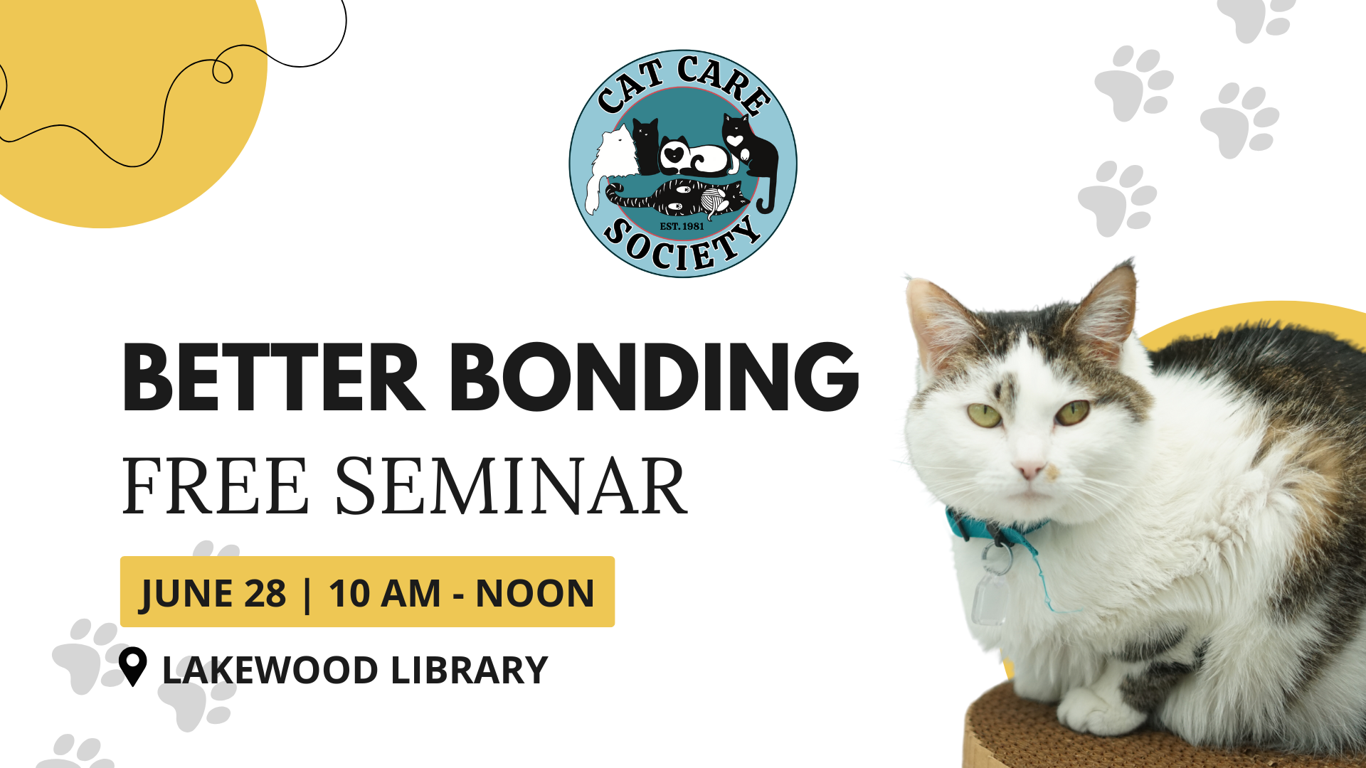 Better Bonding - Free Seminar - June 28, 10 AM-Noon, Lakewood Library